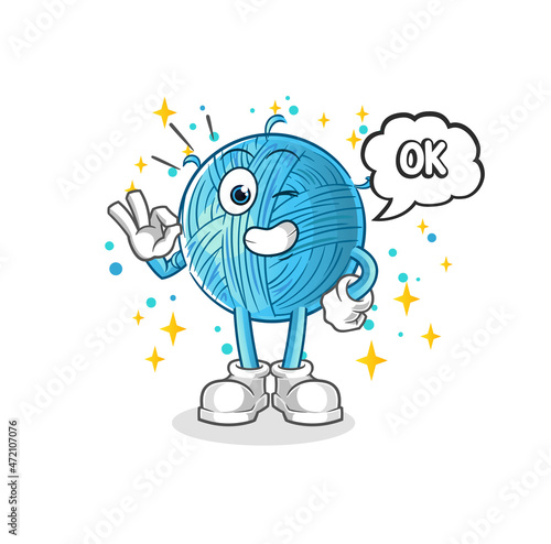 yarn ball agree mascot. cartoon vector