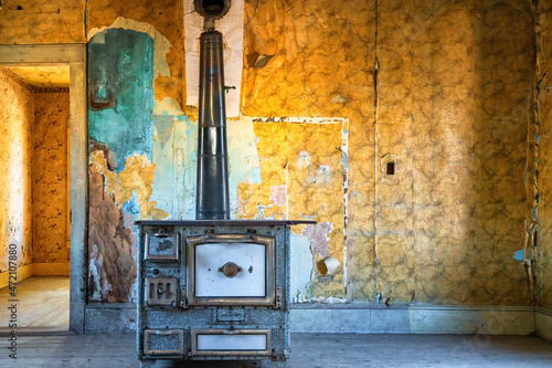 Wood burning Stove in Bannack Montana. photo