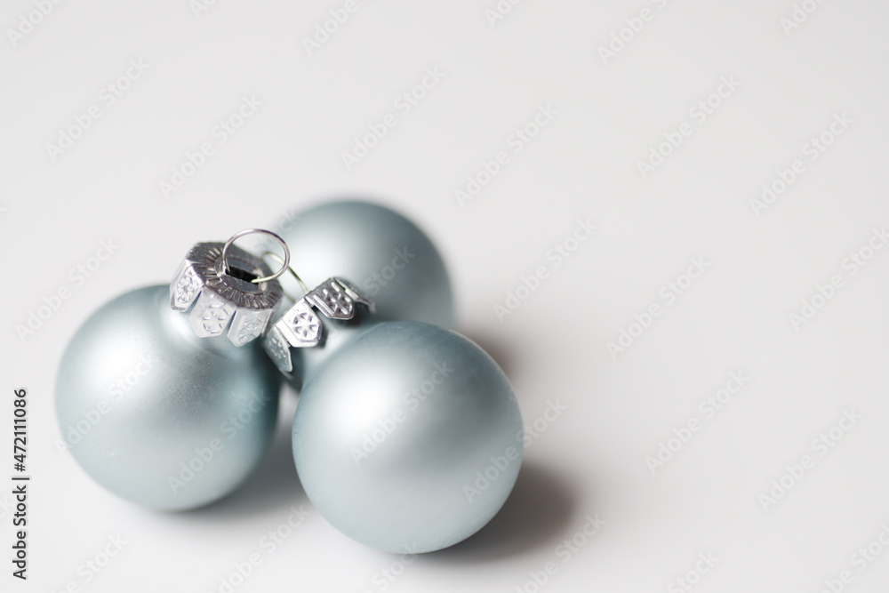 Light blue cosmic balls for Christmas decoration on white background. Light blue cosmic balls for Christmas decoration on white background.