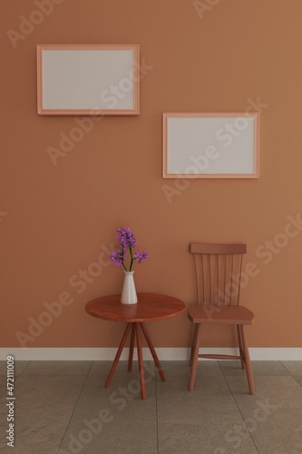 picture frame. empty room interior 3d rendering