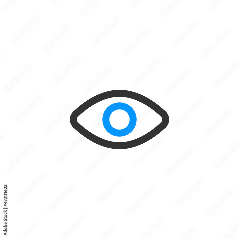 Eye icon, vision symbol, look at or watch icon. Stock vector illustration isolated on white background Eye icon, vision symbol, look at or watch icon. Stock vector illustration isolated on white background
