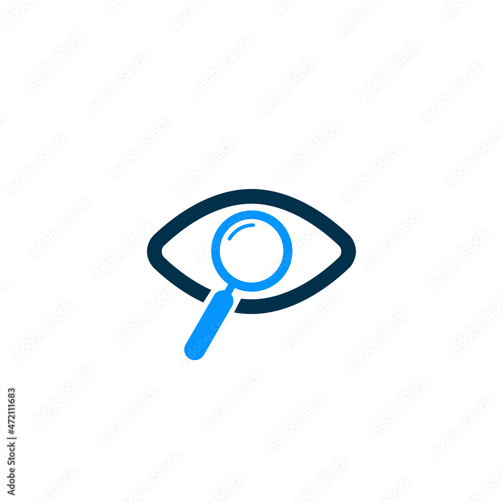 magnifying glass in eye icon. search concept. zoom in zoom out symbol. Stock vector illustration isolated on white background magnifying glass in eye icon. search concept. zoom in zoom out symbol. Stock vector illustration isolated on white background