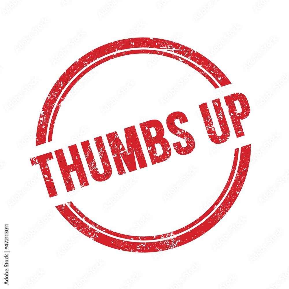 THUMBS UP text written on red grungy round stamp. THUMBS UP text written on red grungy round stamp.