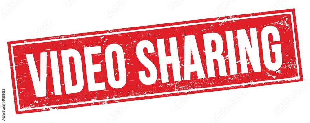 VIDEO SHARING text on red grungy rectangle stamp. VIDEO SHARING text on red grungy rectangle stamp.