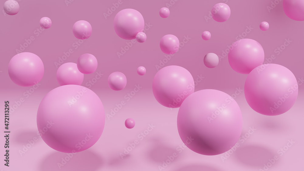 Pink floating balls on a soft background, 3d illustration. Pink floating balls on a soft background, 3d illustration.