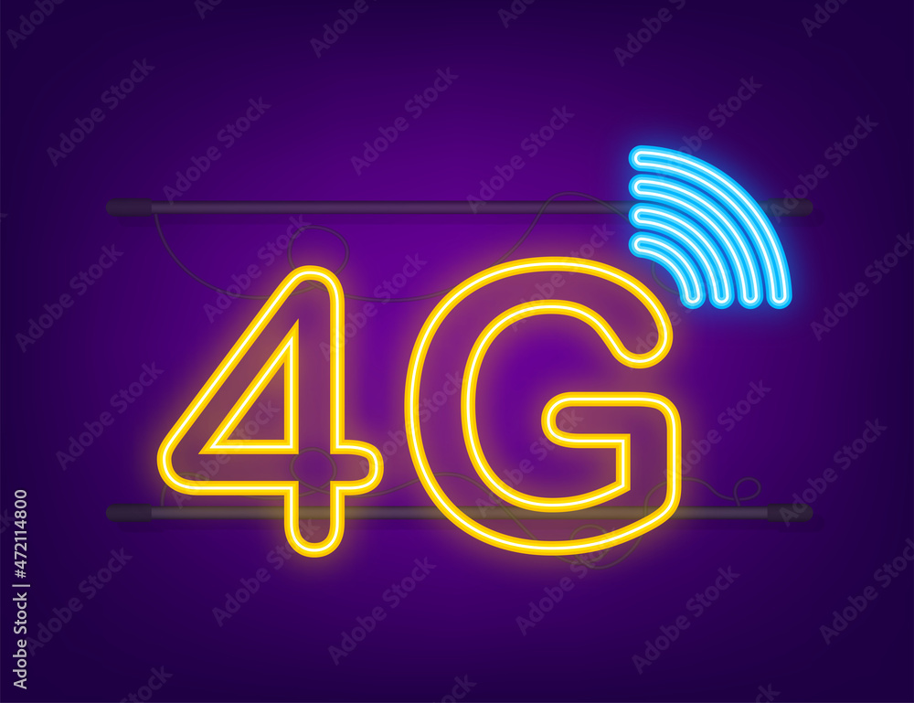 4G neon symbol set isolated on background, mobile communication technology and smartphone network. Vector stock illustration 4G neon symbol set isolated on background, mobile communication technology and smartphone network. Vector stock illustration