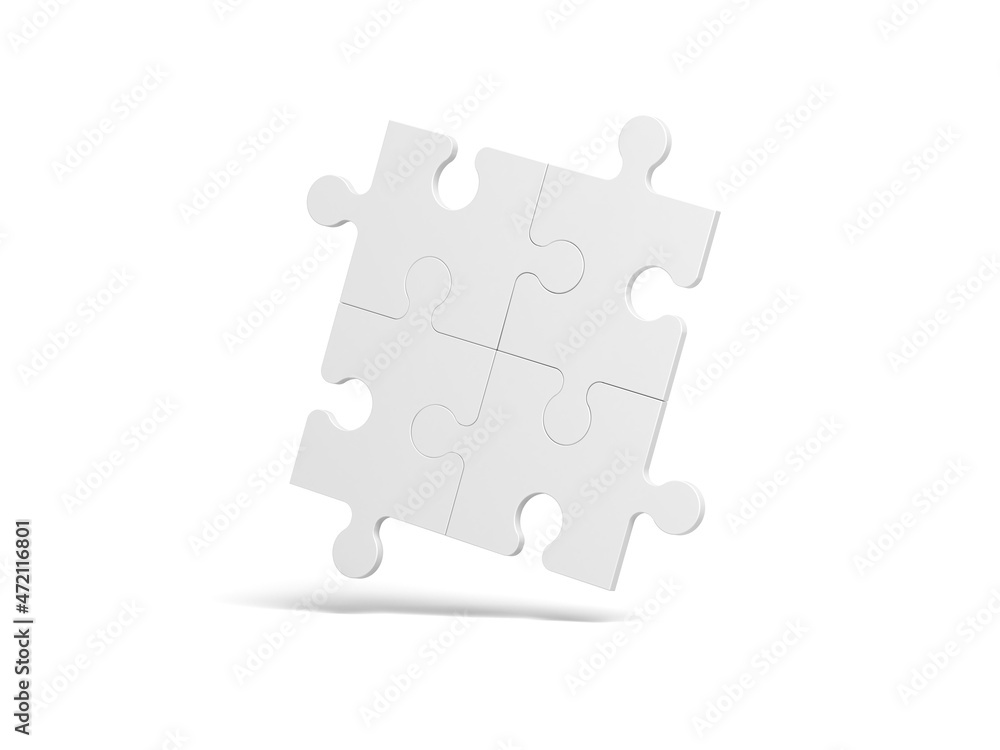 White puzzle isolated on white background. Empty. Blank. 3d illustration. White puzzle isolated on white background. Empty. Blank. 3d illustration.