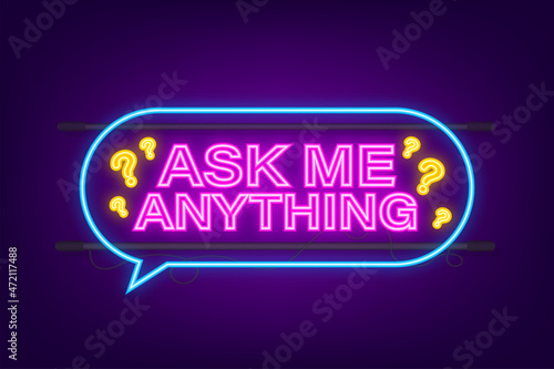 Ask me anything. Lettering for your blog, for online shop, for tags and banners. Vector illustrtaion.