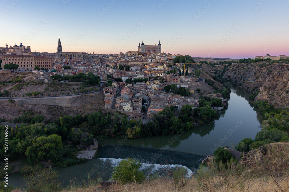View of Toledo from the famous viewpoint of Valle (Spain)