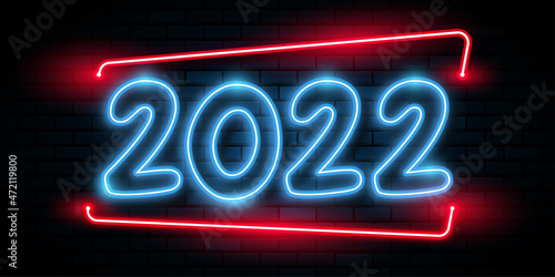 2022 happy new year. numbers 3d neon light style. vector numbers. design of greeting cards. vector illustration.