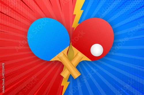 Two rackets for playing table tennis. Vector stock illustration