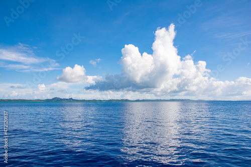 View of Babeldaob island from west side of ocean, Palau, Pacific