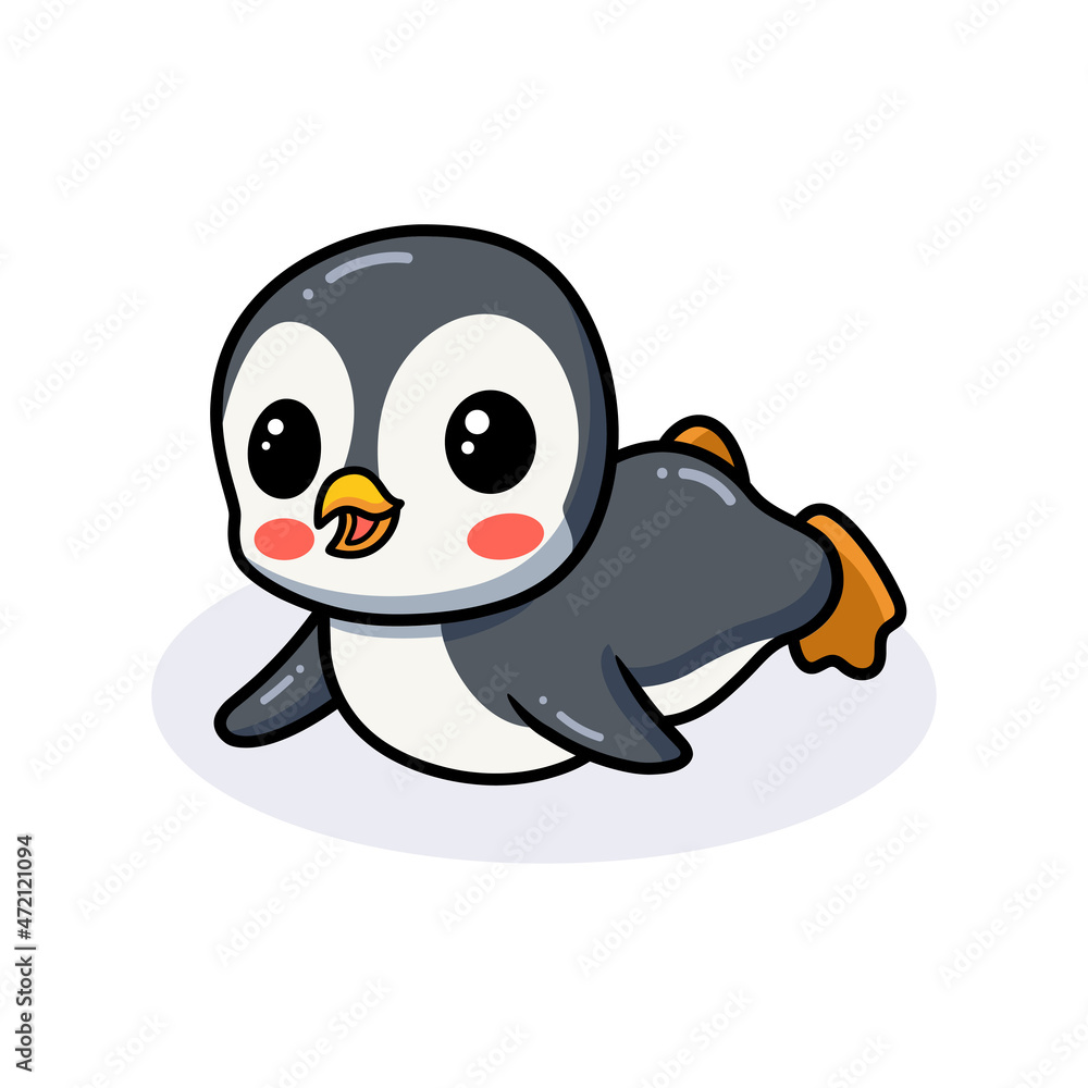 Cute little penguin cartoon lying down Cute little penguin cartoon lying down