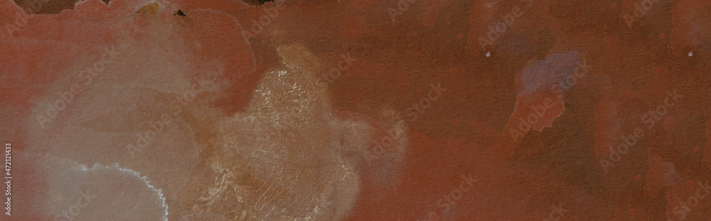 Fototapeta premium Rusty orange Colored watercolor banner background, art abstract surface watercolour painting textured design on white paper background, banner, backdrop