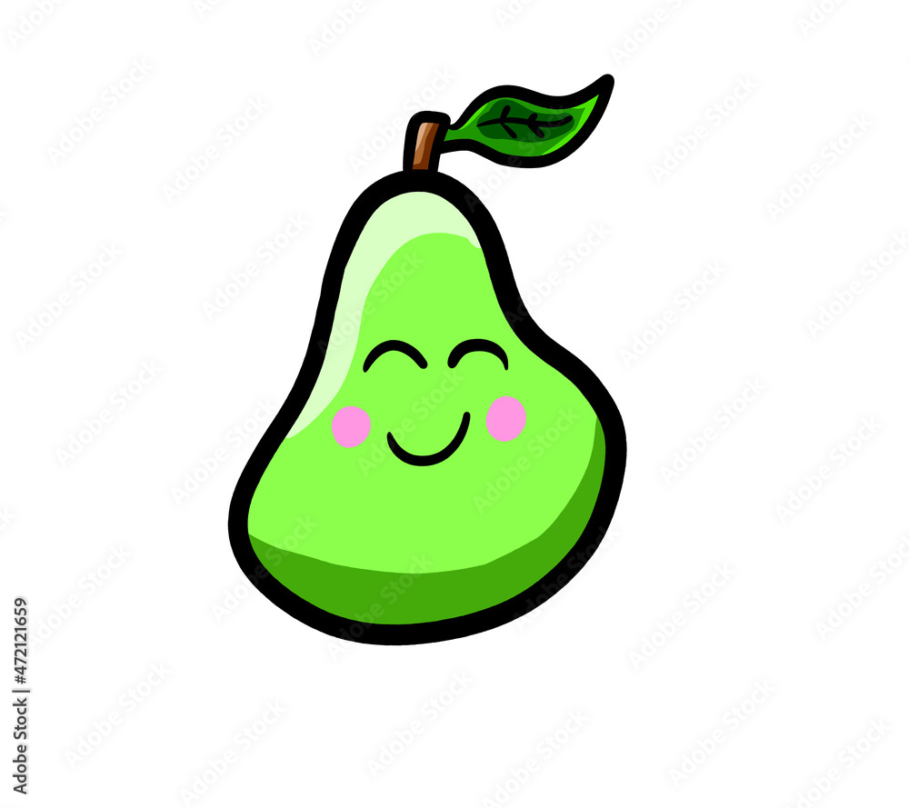 Stylized Cartoon Cheerful Pear Stylized Cartoon Cheerful Pear