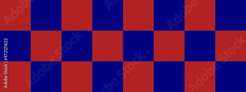 Checkerboard banner. Navy and Firebrick colors of checkerboard. Big squares, big cells. Chessboard, checkerboard texture. Squares pattern. Background.