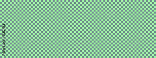 Checkerboard banner. Light Slate Grey and Pale Green colors of checkerboard. Small squares, small cells. Chessboard, checkerboard texture. Squares pattern. Background.