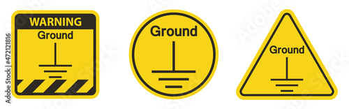 Protective Earth (Ground) Symbol Sign, Vector Illustration, Isolate On White Background Label. EPS10