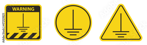 Caution Earth Ground Symbol Sign On White Background