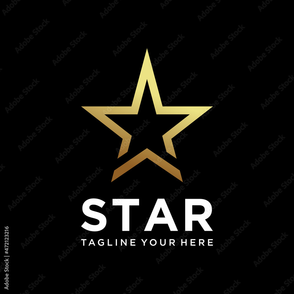 Luxury gold star logo designs template, elegant star logo designs Premium Vector. on a black background. Luxury gold star logo designs template, elegant star logo designs Premium Vector. on a black background.