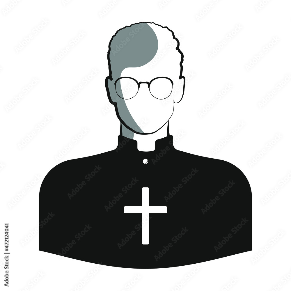 Priest with cross on white background. Vector illustration Priest with cross on white background. Vector illustration
