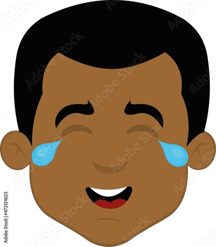 Vector illustration of a man's face cartoon tears of joy