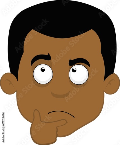 Vector illustration of a cartoon man's face with a thinking or doubt expression