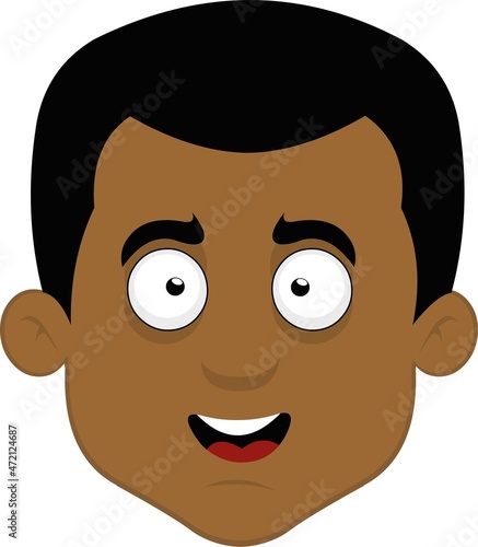 Vector illustration of the face of an African man with a happy expression