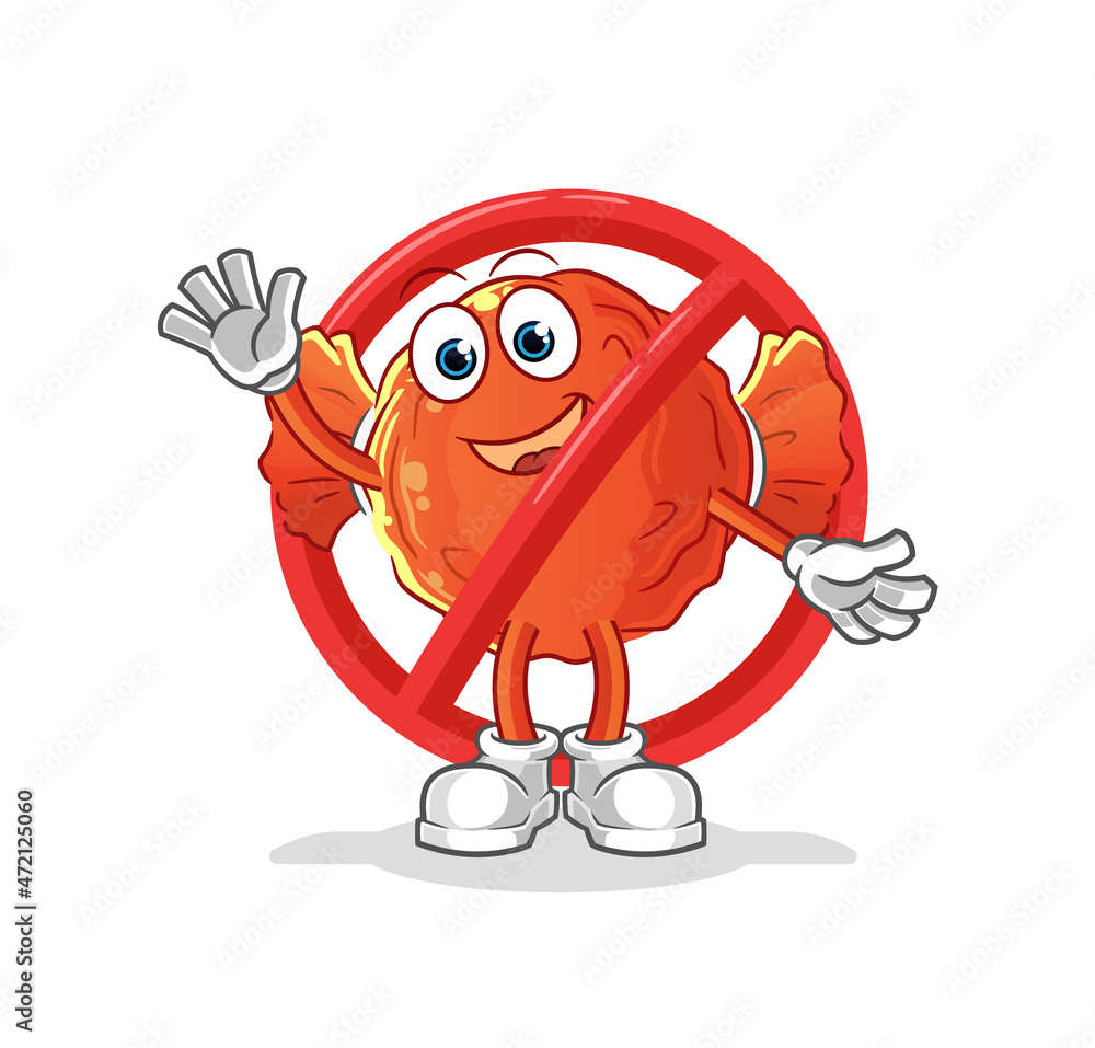 Obraz premium say no to wrapped candy mascot. cartoon vector