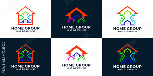 house combined with community or team logo concept