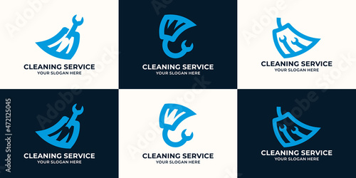 wrench broom inspiration logo for cleanliness