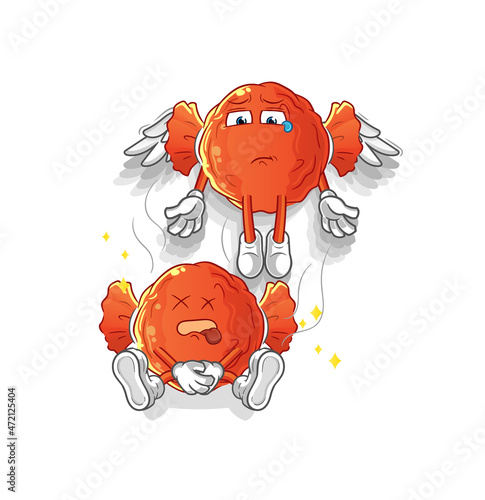 wrapped candy spirit leaves the body mascot. cartoon vector
