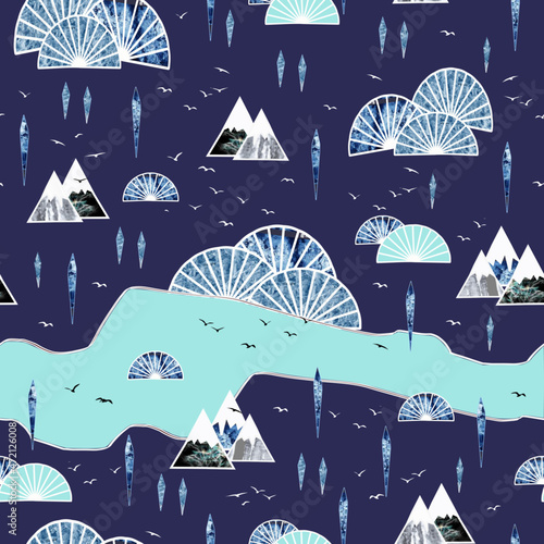 Icey scenery seamless pattern