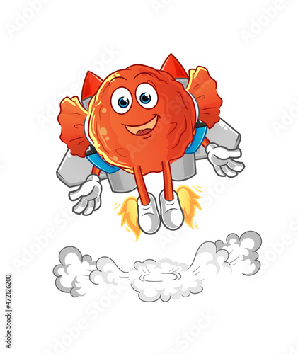 wrapped candy with jetpack mascot. cartoon vector