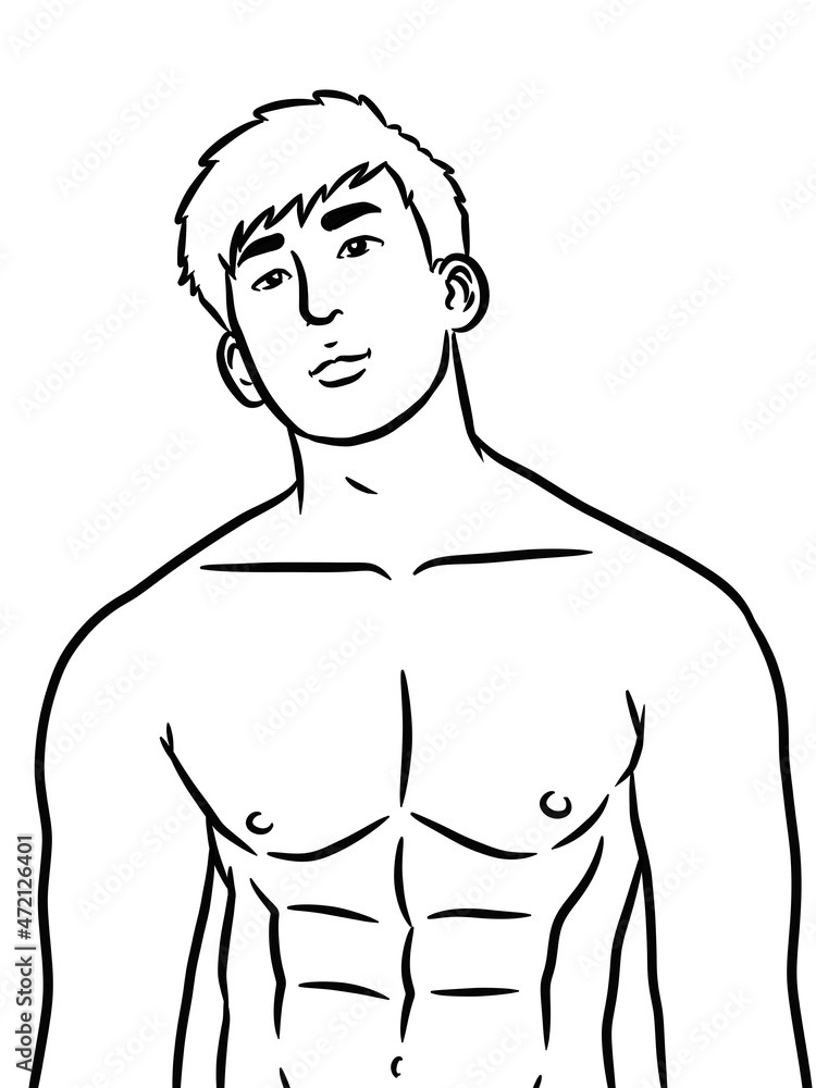 Fototapeta premium black and white of cute man for coloring