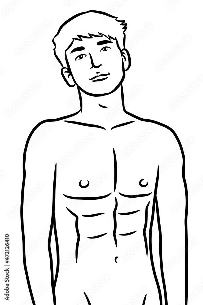 Fototapeta premium black and white of cute man for coloring