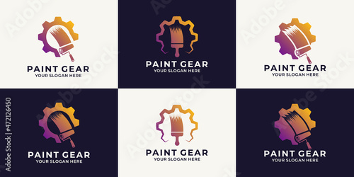 brush gear combination logo for paint shop and drawing inspiration logo