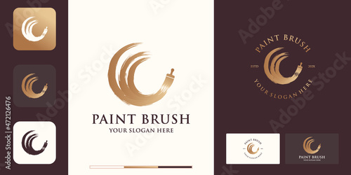 paint brush combination logo for paint business and drawing inspiration logo