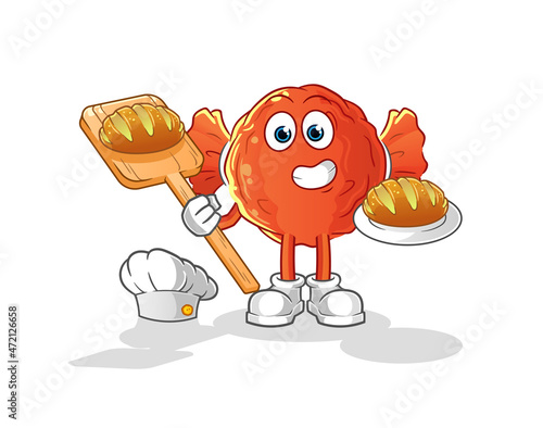 wrapped candy baker with bread. cartoon mascot vector © dataimasu