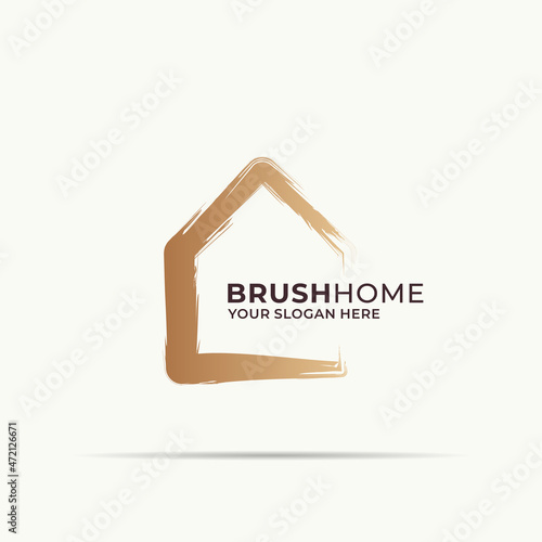 ink brush house logo for real estate inspiration logo