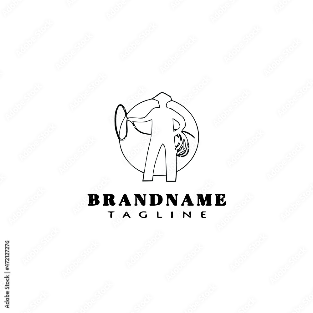 Obraz premium cowboy logo cartoon icon design template black isolated vector