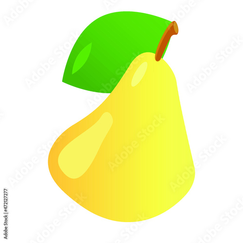 pear with leaf in vector 
