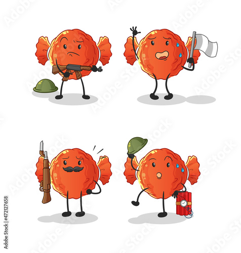 wrapped candy troops character. cartoon mascot vector