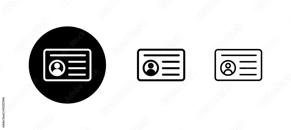 License icons set. ID card icon. driver license, staff identification card License icons set. ID card icon. driver license, staff identification card