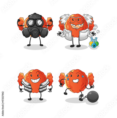 wrapped candy villain group character. cartoon mascot vector