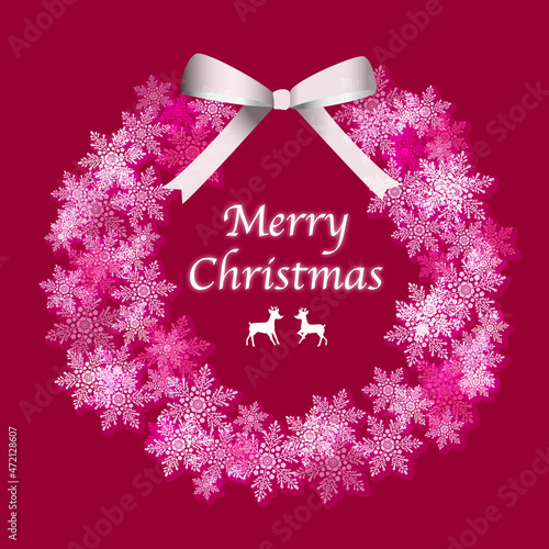 かわいいクリスマスリース、赤、イラスト