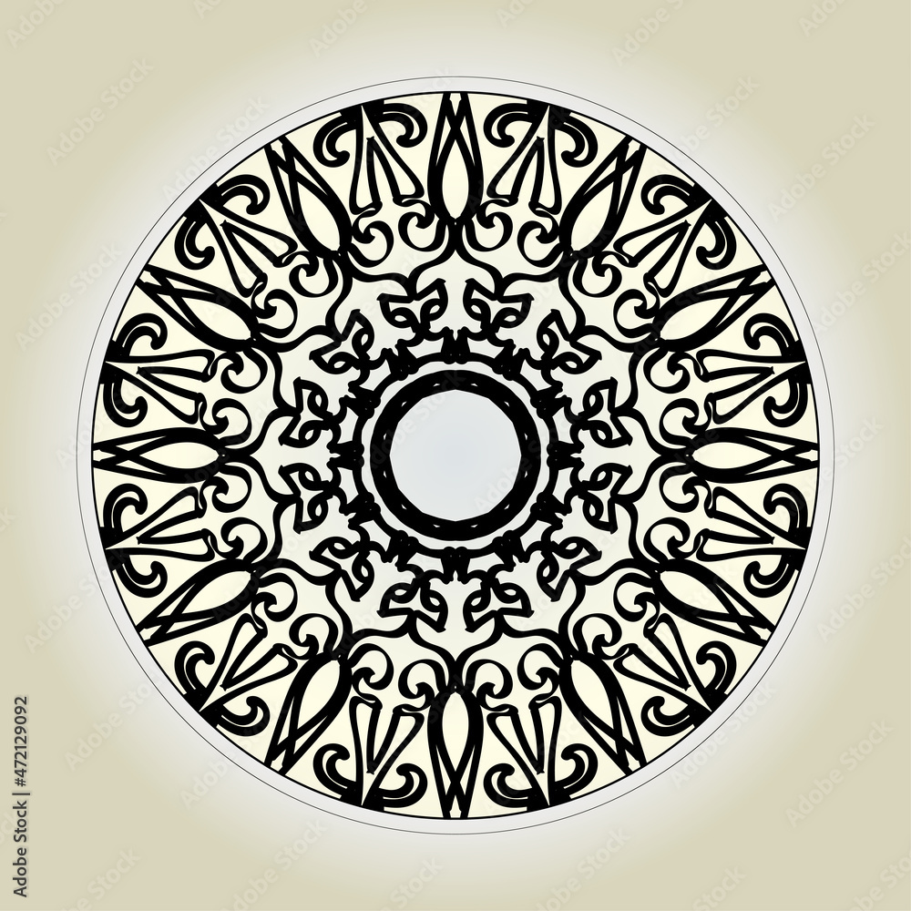 Circular pattern in the form of mandala with flower for henna mandala tattoo decoration