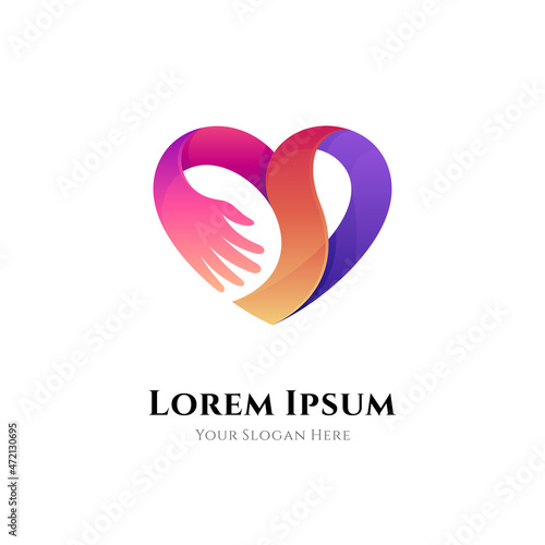 Heart care gradient logo template ready for use