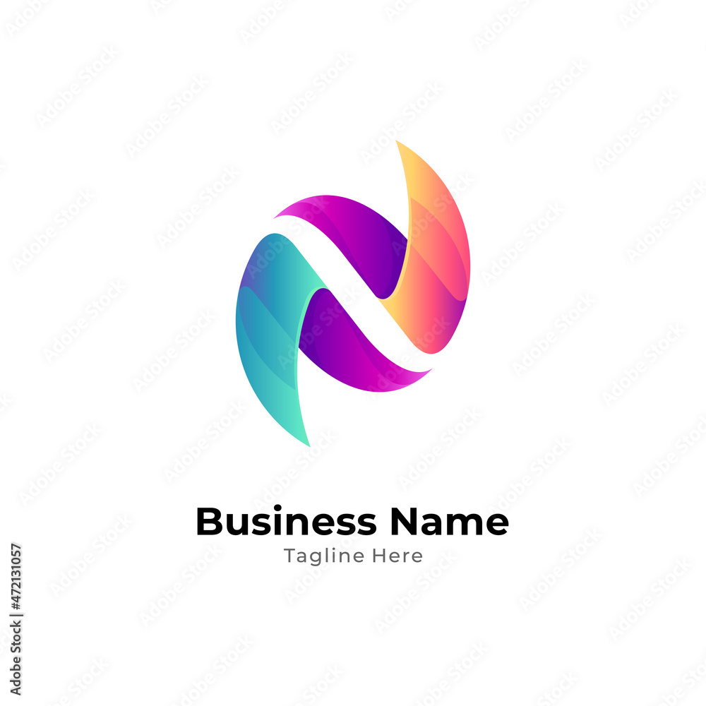 Gradient letter N logo template suitable for company initial name Gradient letter N logo template suitable for company initial name