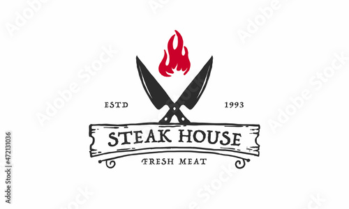 Barbecue restaurant - minimalist logo concept. Logo of Barbecue, vetor illustration